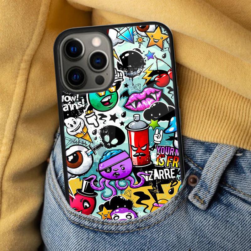 Street Graffiti Painting Soft Phone Case for iPhone 17 Air 16e Pro Max 15 Pro 13 14 Plus 11 12 MagSafe Magnetic Coque