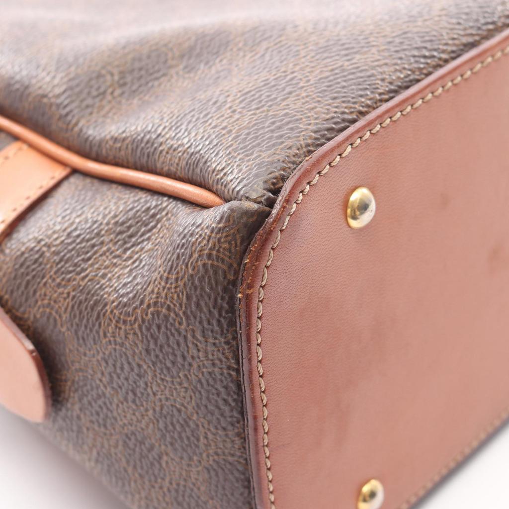 Used CELINE Macadam Handbag PVC Coated Canvas Leather Brown Used Women