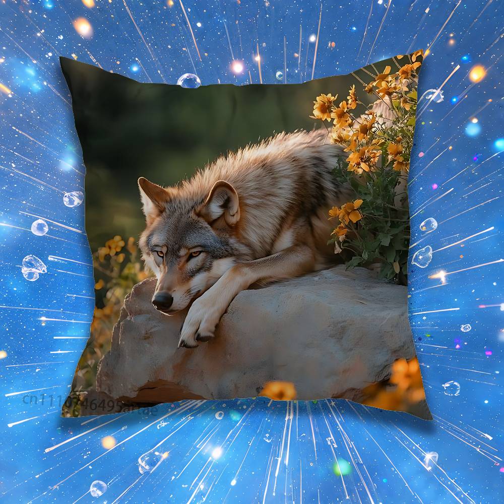 Wolf Pillow Case For Home Bedroom Car Office Decoration Living Room Sofa Cushion Cover Suitable