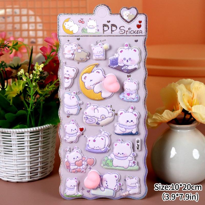 3D Cute Animal Butt Stickers Plush Pinched Happy Buttocks Sticker Stress Ease Puffy Sticker For Diy Scrapbook Phone Case Decal