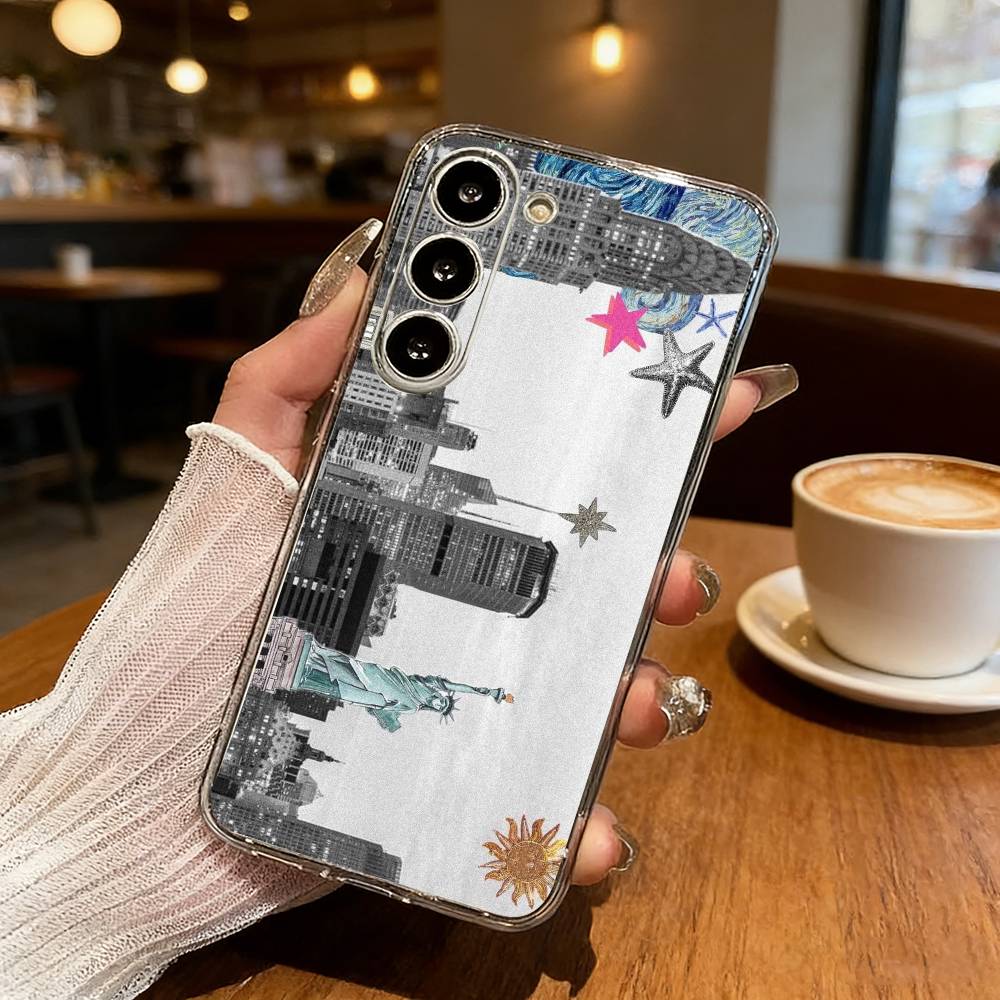 Lovely City N-New Y-York Phone Case For Samsung Galaxy S24 S25 S23 S22 S21 Plus S24 S25 Transparent Cover Case