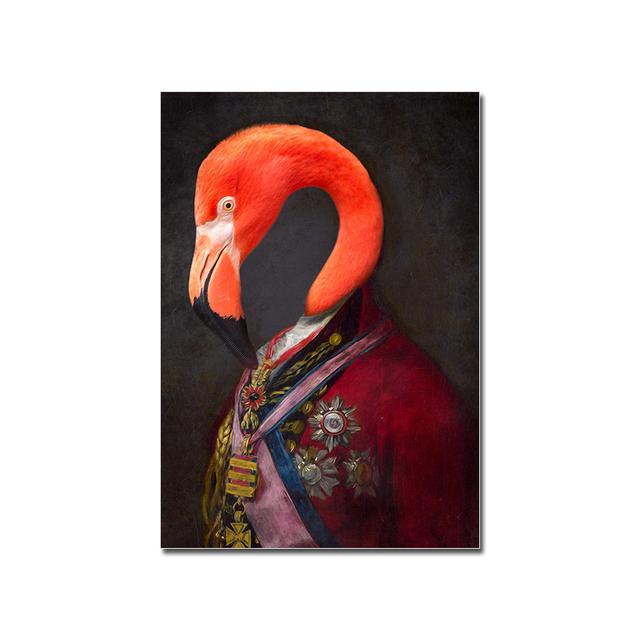 Vintage Flamingo Lion Panda Stag Panther Tiger Canvas Painting Animal Portrait Poster Print Renaissance Wall Picture Home Decor No Frame