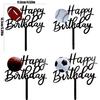 3pcs Acrylic Cake Topper for Boys' Birthday Party Football Rugby Tennis Designs Sports Themed Cake Decoration