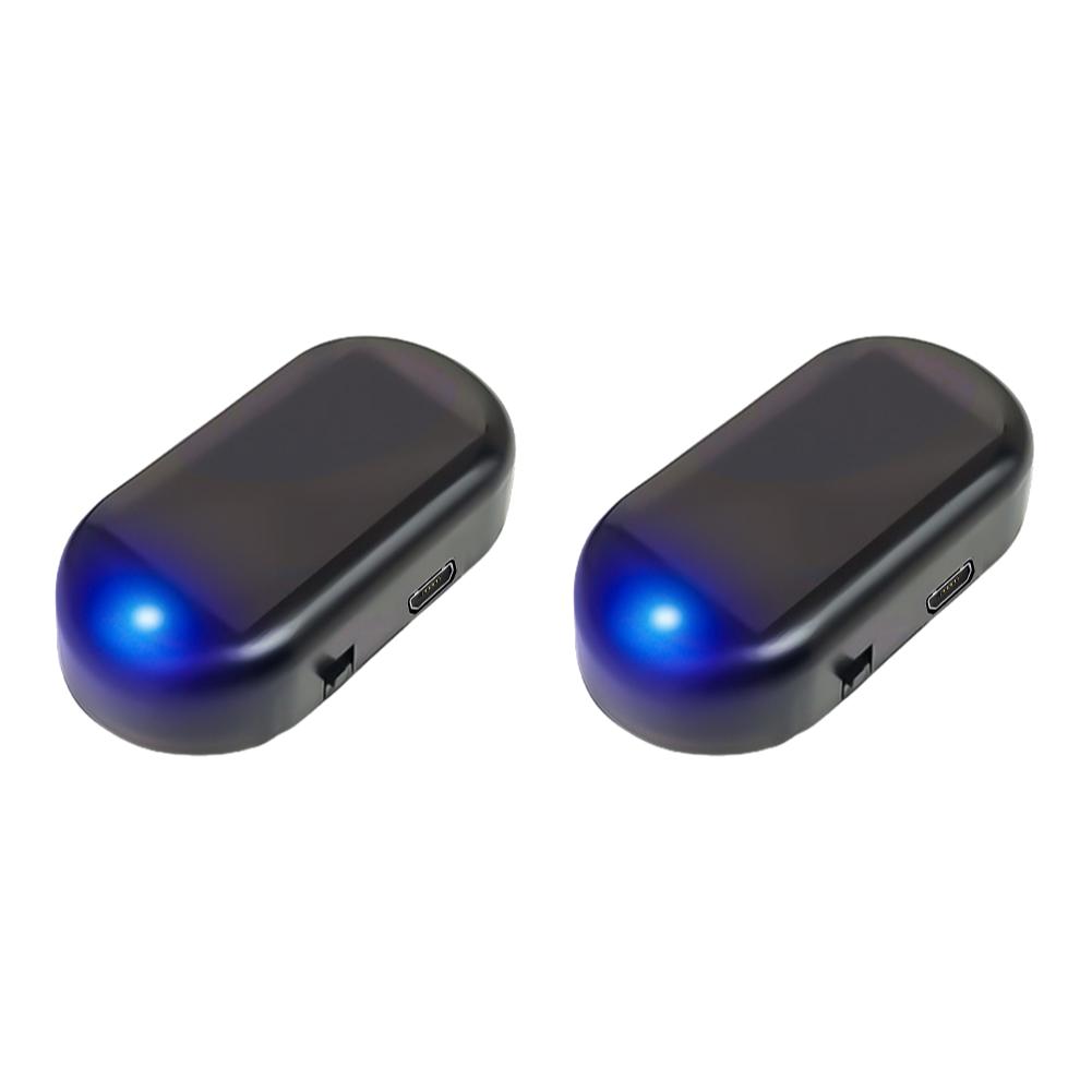 Solar Powered Car Fake Security Light Blue/Red Light LED Flashing Light Simulated Car LED Warning Light Anti-Theft Caution Lamp