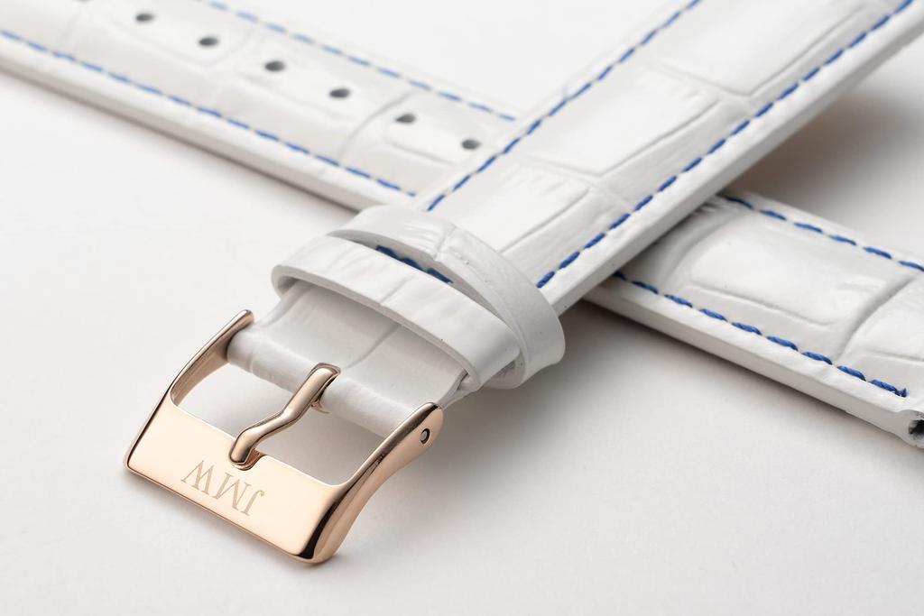 JMW TOKYO Watch 20mm Lug Genuine Leather Replacement White or Rose Gold Spring Box Moon Phase Genuine Day Gift Strap, Width, Strap, Buckle, Tools,