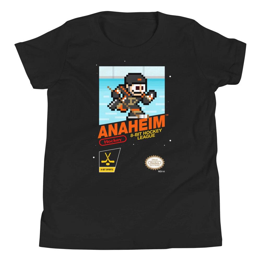 Anaheim Mighty Ducks Hockey Jersey 8-bit Nintendo Youth Kid Child T-Shirt S