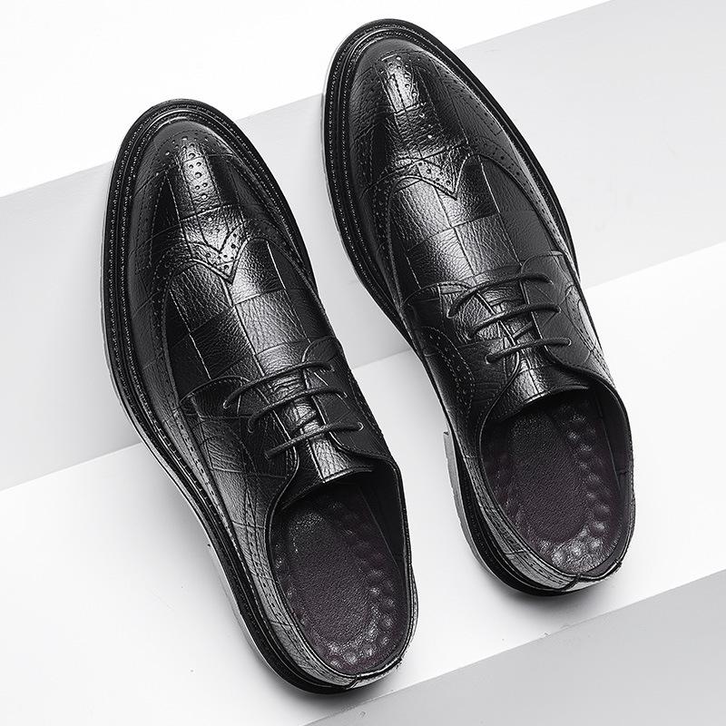 Chaussures Homme Printemps Et Été Brock Sculpté Chaussures Homme Business Cuir Pointues À Lacets Chaussures Habillées En Cuir 9701-X