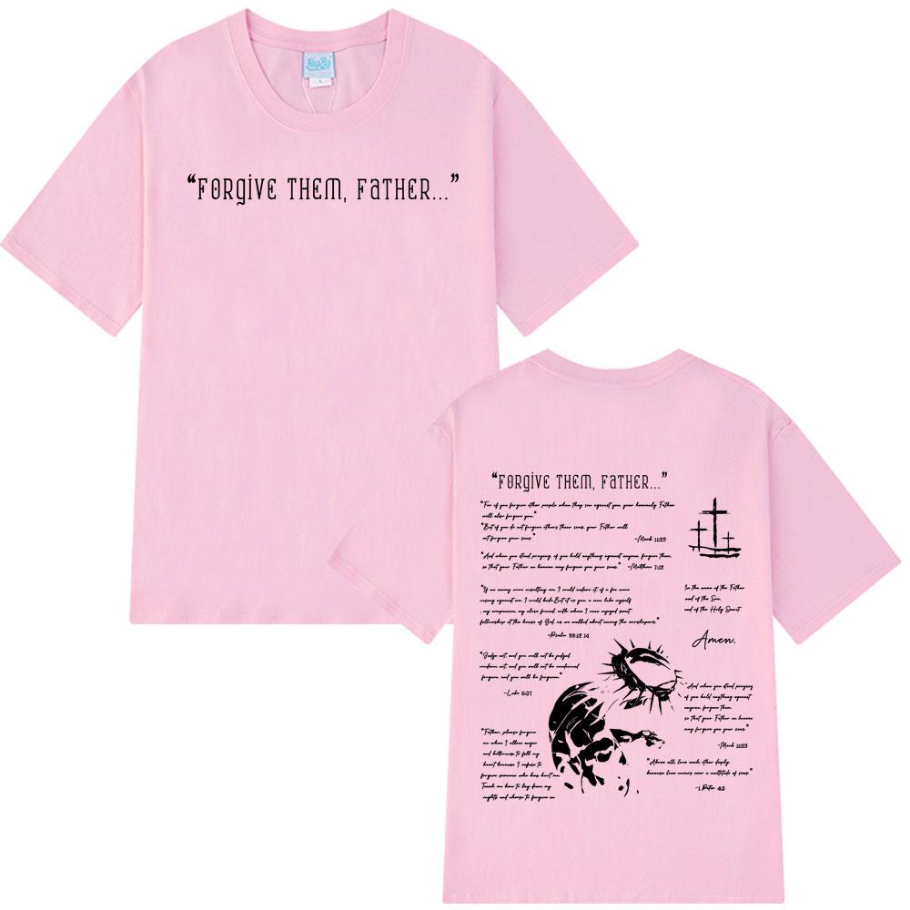 Forgive Them Father Bible Christian Religious Jesus Vintage T-shirt Men Women Cotton Casual Oversized Hip-hop T Shirt Streetwear