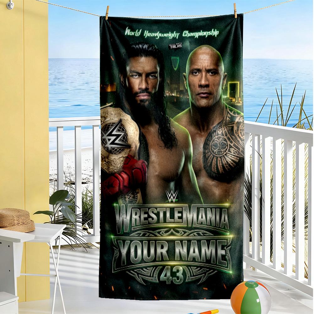 Wrestlemania Customize Your Name Beach Towel Soft Durable Quick-Dry Portable for SwimmingBeachCamping Travel Beach AccessoriesGym