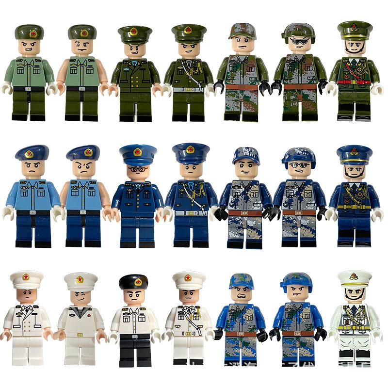 Sea, Land And Air Military Police Building Block Dolls Chinese Modern Military Assembly Boys Educational Toys