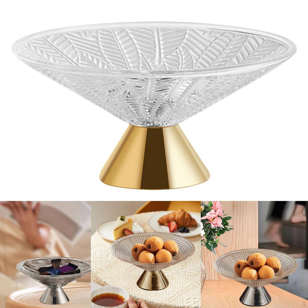 Bol en Verre Décoratif Panier à Fruits sur Pied, Socle pour Plan de Travail de Cuisine, Verre