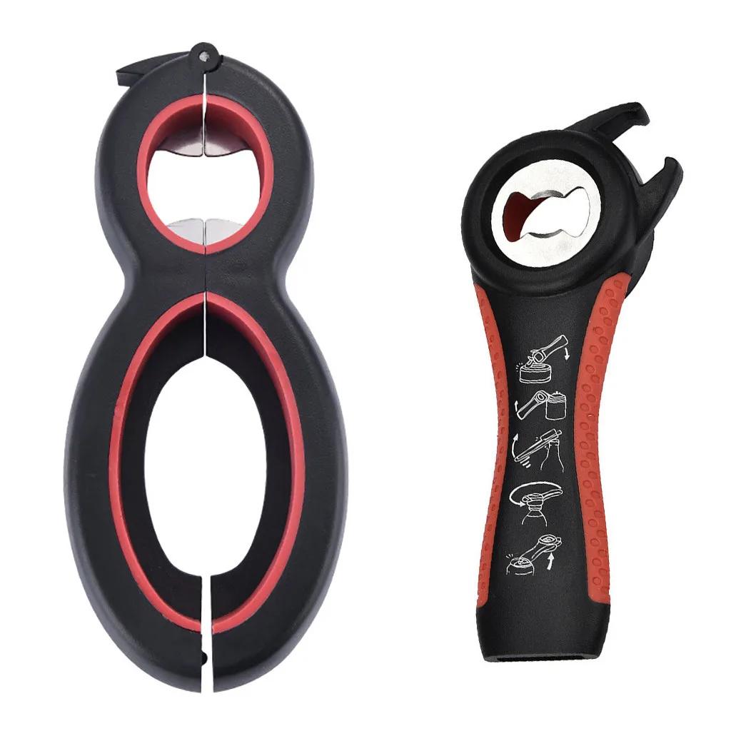 2Pcs Home Kitchen Multifunction Bottles Jars Cans Manual Stainless Steel Opener Kitchen Tool Accessory чёрный