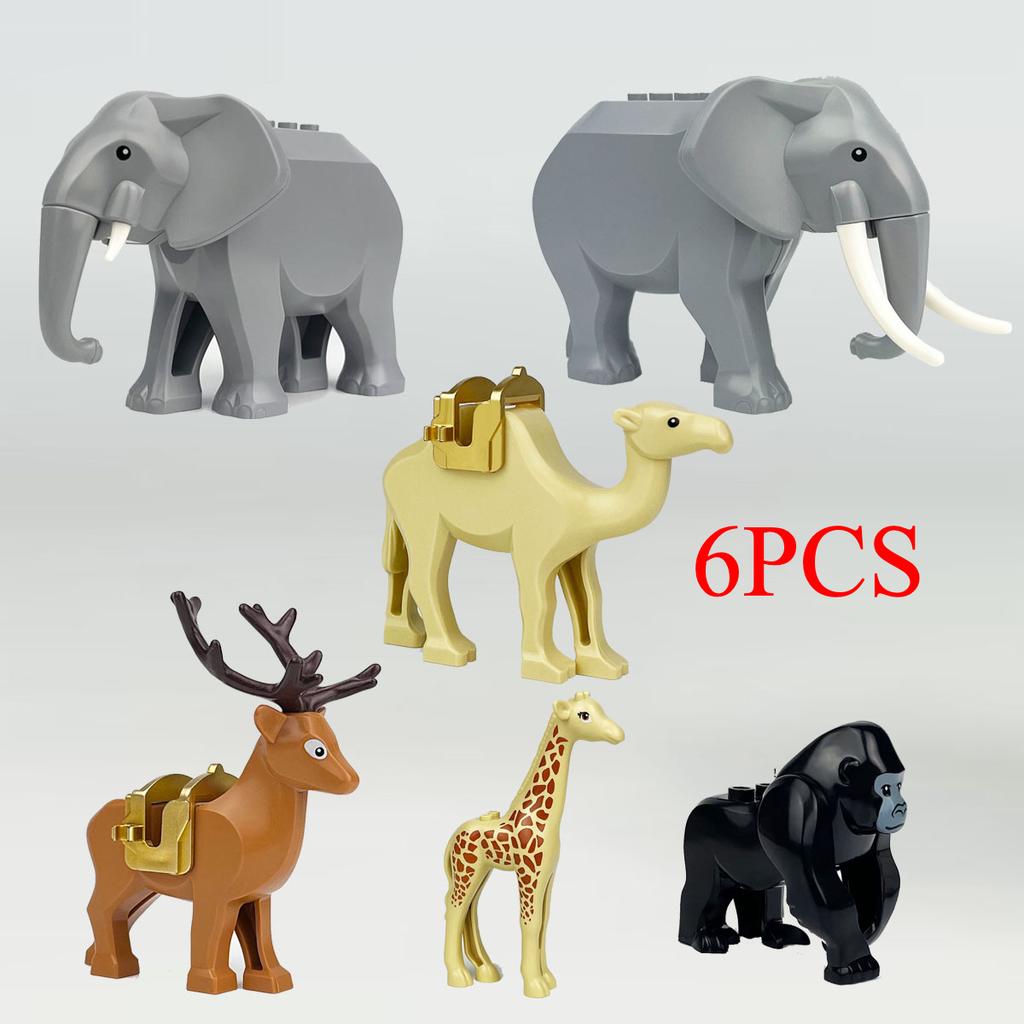 The Zoo Model African Elephants Camel Deer Crocodile Leopard Animal Building Blocks Educational Games Figure Brick Toys Kid B03