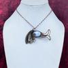 Blue Lace Agate Gemstone Pendant Handmade Fish Pendant Copper Wire Wrap Jewelry