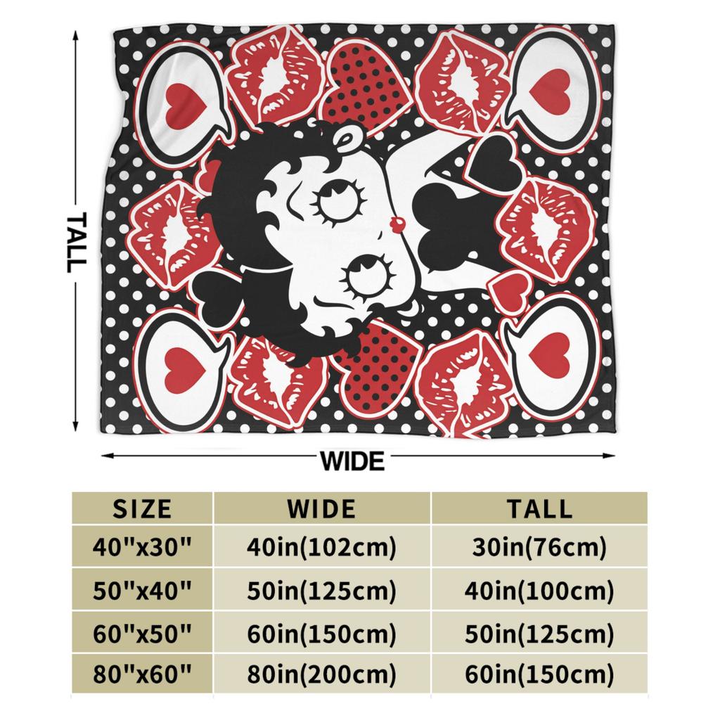 B-Bettys Boops Blanket  Super Warm Novelty Plush Throw Blanket For Bedroom Travel Office Flannel Bedspread Bed Cover