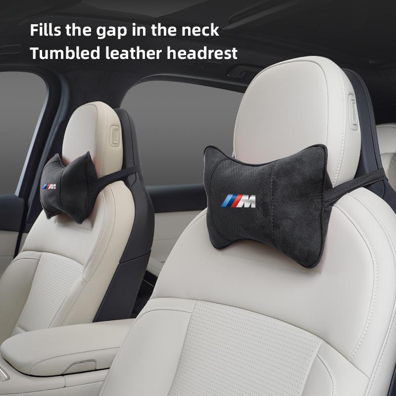 Samochodowy zamszowy zagłówek podpora karku Akcesoria do siedzeń samochodowych Dla BMW E46 E90 E60 F30 F10 E39 i3 i4 X1 X2 X3 X5 X4 X6 X7 M3 M4 M5 G30 i7