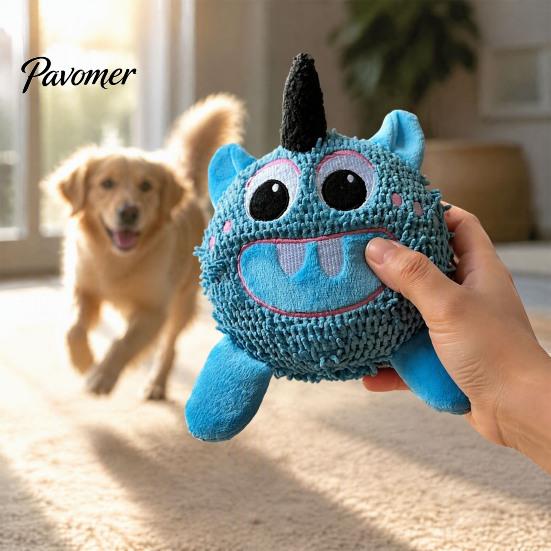 Funny Interactive Pet Gifts Cute Monsters Plush Squeaky Toy, Dog Molar Teeth Cleaning Toys Self Play Anxiety Relief Toy for Dogs Cats Small