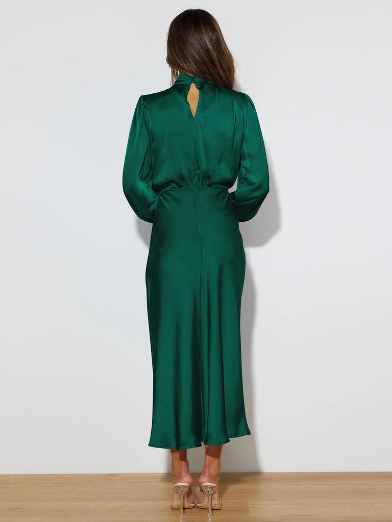 Elegantes Satin Langarm Abendkleid für Damen - Sommer 2023 Kollektion