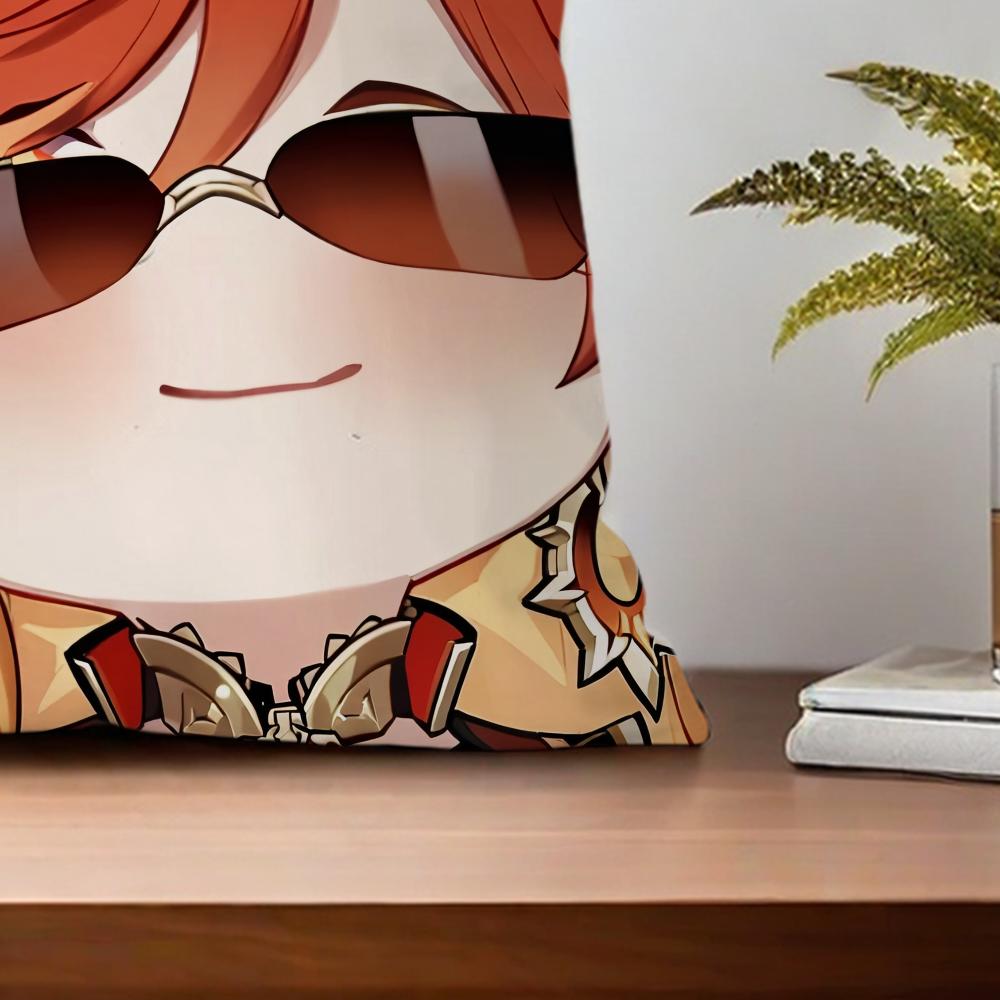 Genshin Impact Cute Q Version Mavuika For Bedroom Car Coffee Shop Room Soft and Living Room Sofa Decorative Pillow Cover Case
