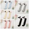 5pais Women Girl Summer Thin Cartoon Bear Female Crystal Silk Socks Transparentsocks Lace Breathable Non-slip Glass Silk Socks
