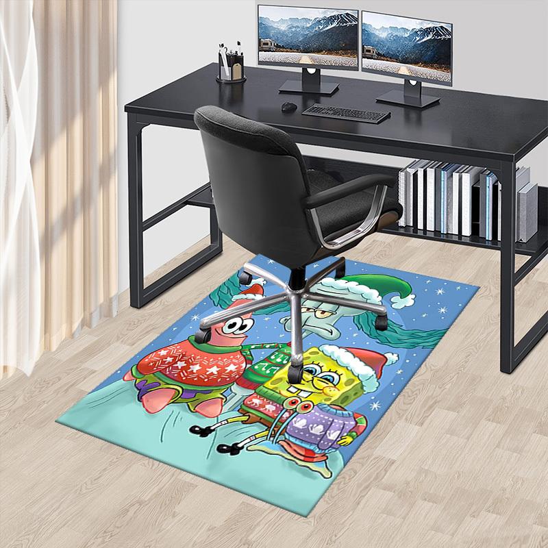 

1pc SpongeBob SquarePants Christmas Edition Chair Mat - Anime Cartoon Design, Holiday Gift, Non-Slip Carpet for Office, Home Decor, Living Room, Bedro 60cm by 90cm