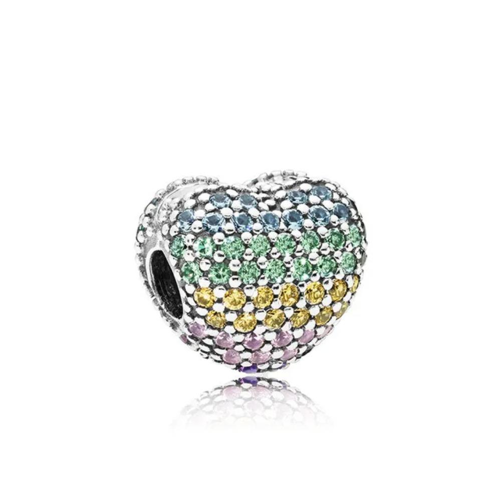 New Colorful Shiny Zircon Charms Beads for DIY Jewelry Fit Silver Bangle Bracelet Necklace KeyChain Women Accessories