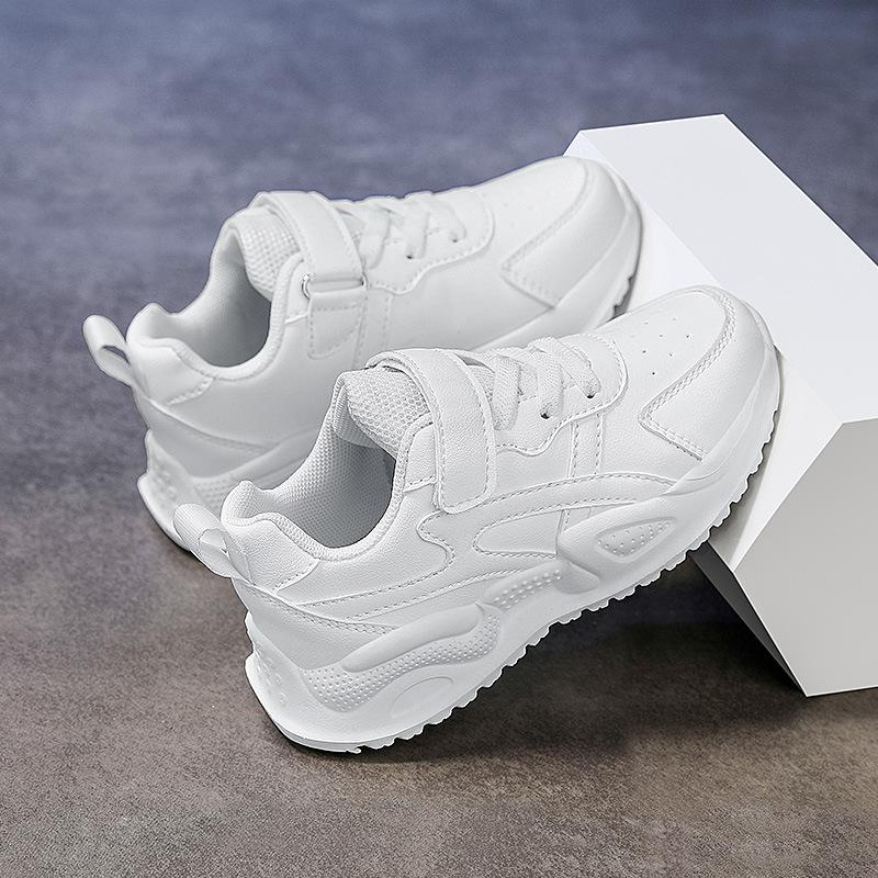 Campus Little White Shoes Children's White Sneakers Boys Mesh Little White Shoes Elementary School Boys Board Shoes Girls Running Shoes