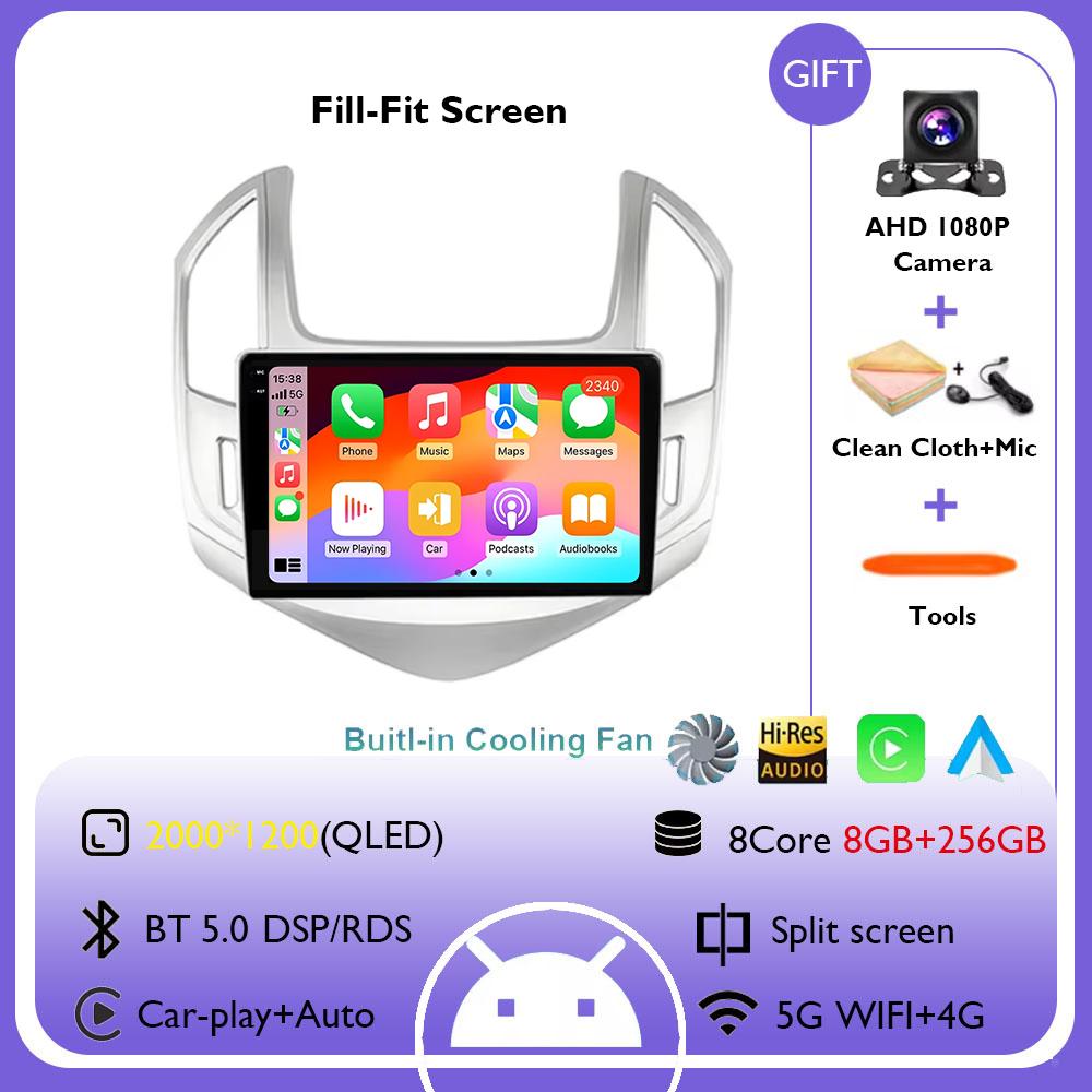 9" Android 14 Car Radio Video Player For Chevrolet Cruze J300 J308 2012 2013 2014 2015 GPS DSP Serero Auto Carplay 8G 256G