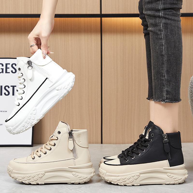 Dad Shoes Are Fashionable and Versatile, Mid-tube Shoes, Casual Thick-soled Sports Shoes, White Shoes, Soft Soles and Comfortable Single Shoes