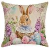 New Easter Pillowcase Cute Rabbit Easter Egg Flowers Pillowcase Sofa Pillowcase