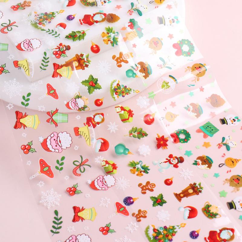 10 Sheet Winter Xmas Nails Transfer Foil Christmas Santa Claus Elk Colorful Starry Sky Paper DIY Stickers for Manicure Tips