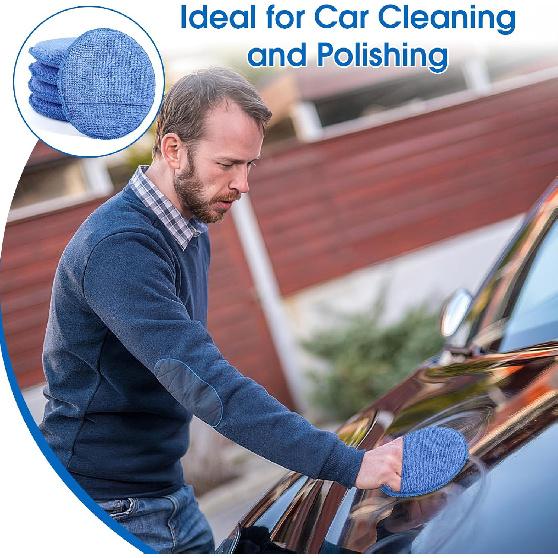 10 Pack Wax Applicator Pads, Microfiber Applicator Pad With Finger Pocket, Foam Car Wax Applicator Pad For Car Cleaning And Polishing (Blue)