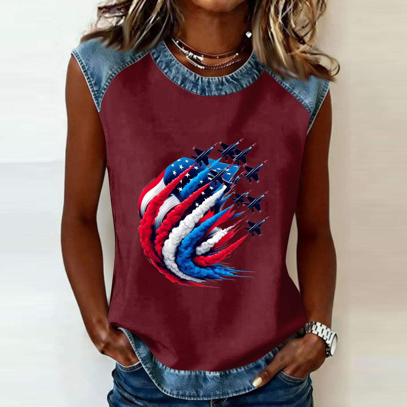 Women s Casual Round Neck Pullover Printed T-Shirt Top L винный