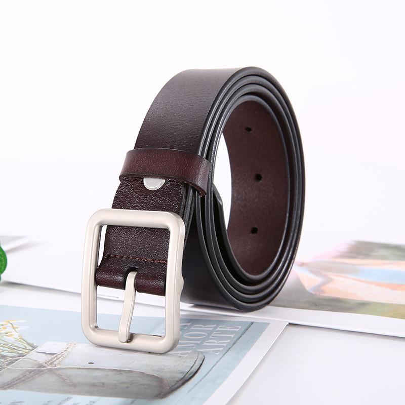 Genuine Leather Belt For Women Men Casual Fashion With Square Alloy Buckle For Outdoor Wear