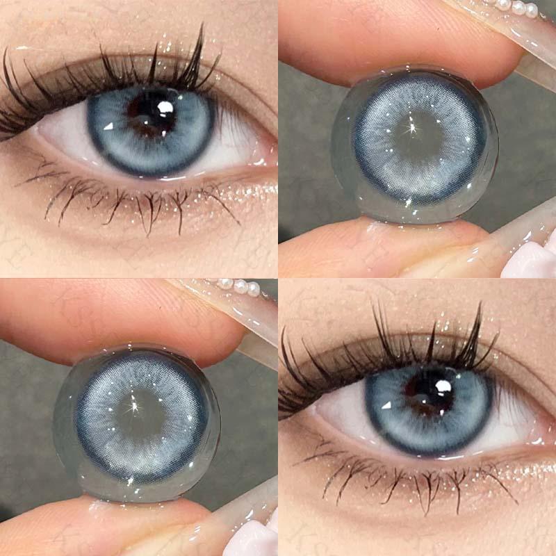 MillCreek Blaue Kontaktlinsen mit Grad 14,5 mm Comic Eye Glasperlenauge Iris-Stil 1 Jahr Gebrauch Augenkosmetik Farbige Kontaktlinsen für Kurzsichtigkeit