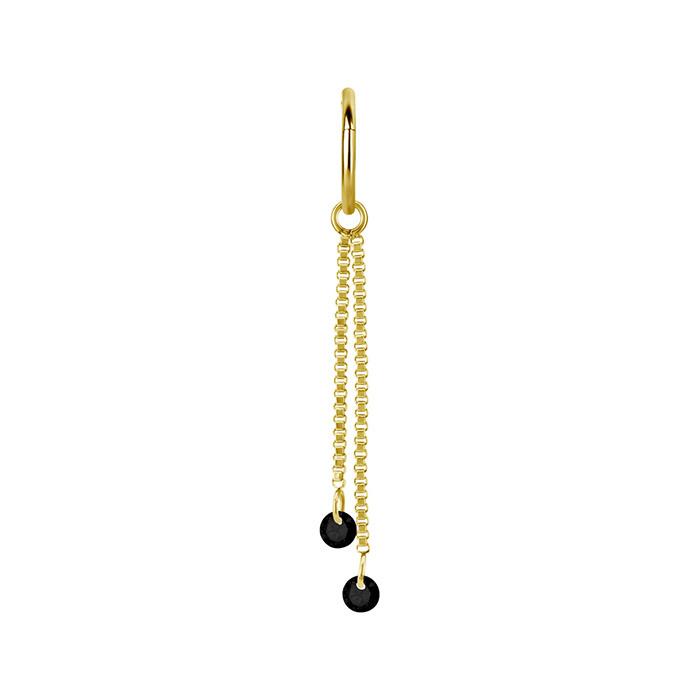 Charm Chain With Black Zircons - Gold - D-071 20 Mm