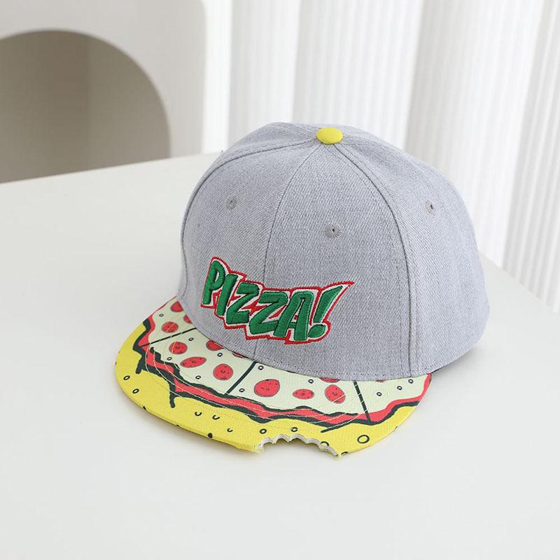 Stickerei Cartoon Pizza flacher Rand Hip Hop Hut Schirmkerbe Kinder Hip Hop Hut Jungen und Mädchen Baseballkappe