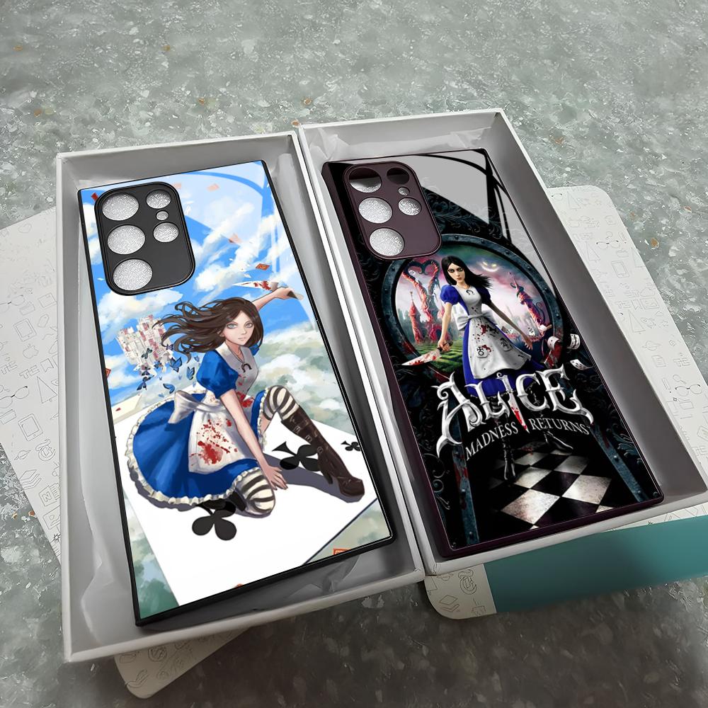 Game A-Alice Madness R-Returns Phone Case For Samsung Galaxy S25 S24 S23 S22 S20 S21 Note20 Ultra Plus Edge Fe Colored Silver Co