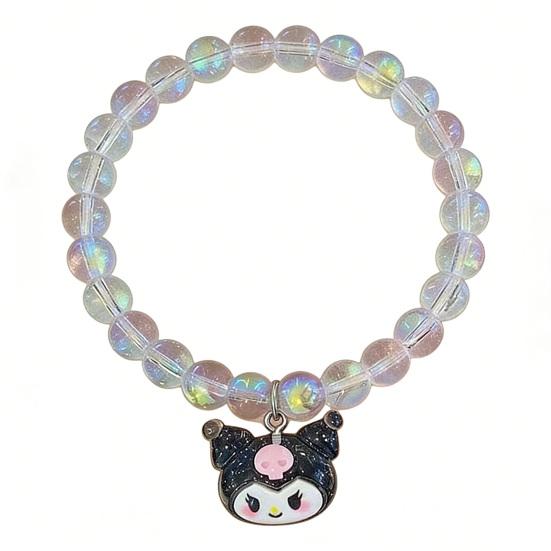 

Iridescent Beaded Bracelet Clear Faux Crystal Bracelet Cute Cartoon Animal Charm Bracelet Gift for Girls Best A