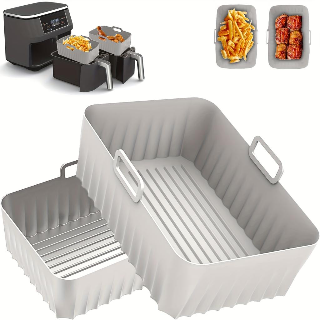 2pcs Silicone Air Fryer Liner Double Reusable Air Fryer Silicone Baking Pan Special Air Fryer Silicone Mat Air Fryer Accessories