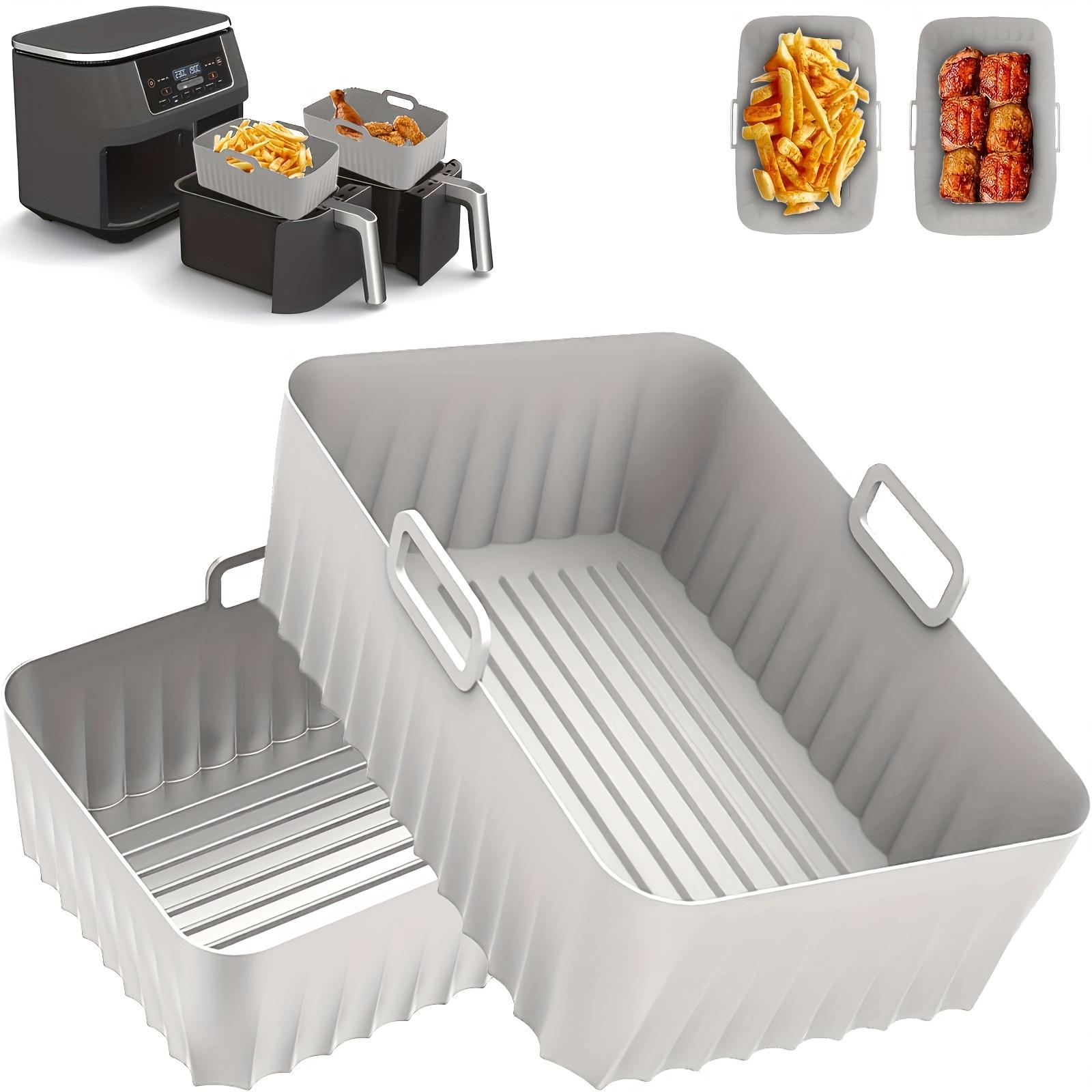 

2pcs Silicone Air Fryer Liner Double Reusable Air Fryer Silicone Baking Pan Special Air Fryer Silicone Mat Air Fryer Accessories світло-сірого кольору