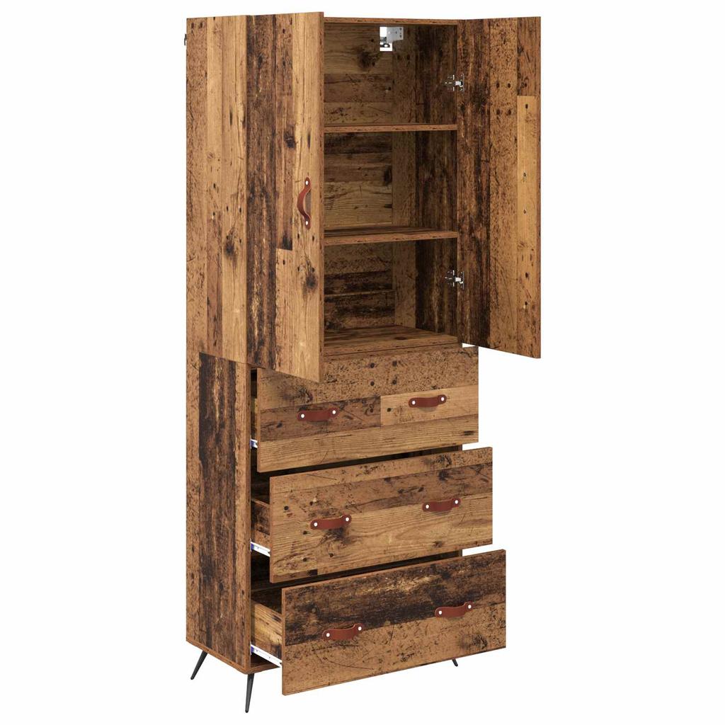 Wall Mounted Highboard Reclaimed Wood Look 69.5 x 34 x 180 cm Engineered Wood
