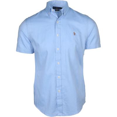 Polo Logo Besticktes Ein-Knopf Kurzarmhemd Herrenhemden Blau 710648103-002