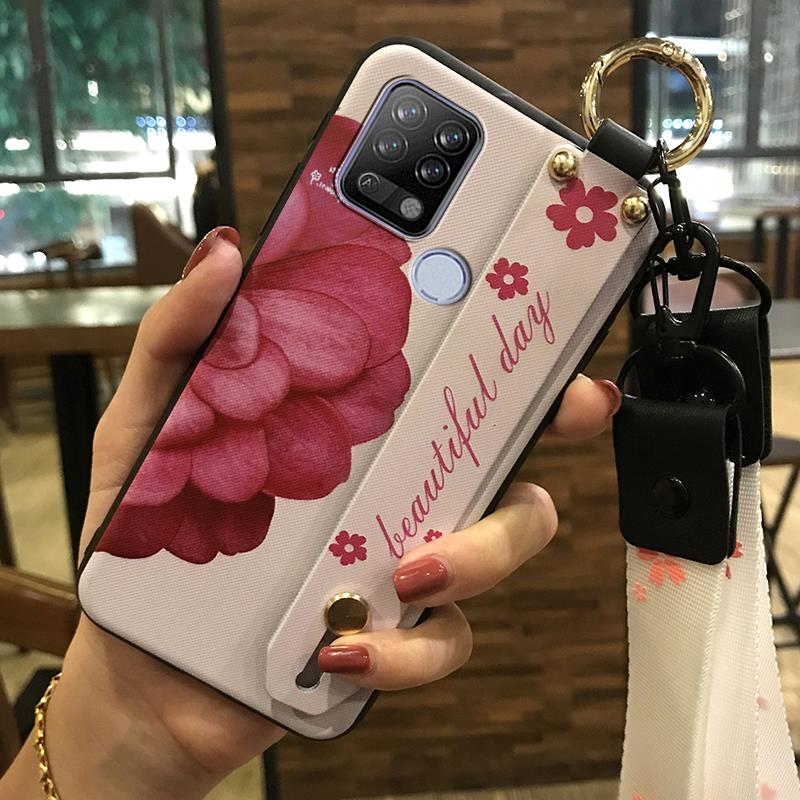 Soft case Back Cover Phone Case For Tecno Pova/LD7 Dirt-resistant Kickstand Wrist Strap Anti-knock Ring Silicone Durable