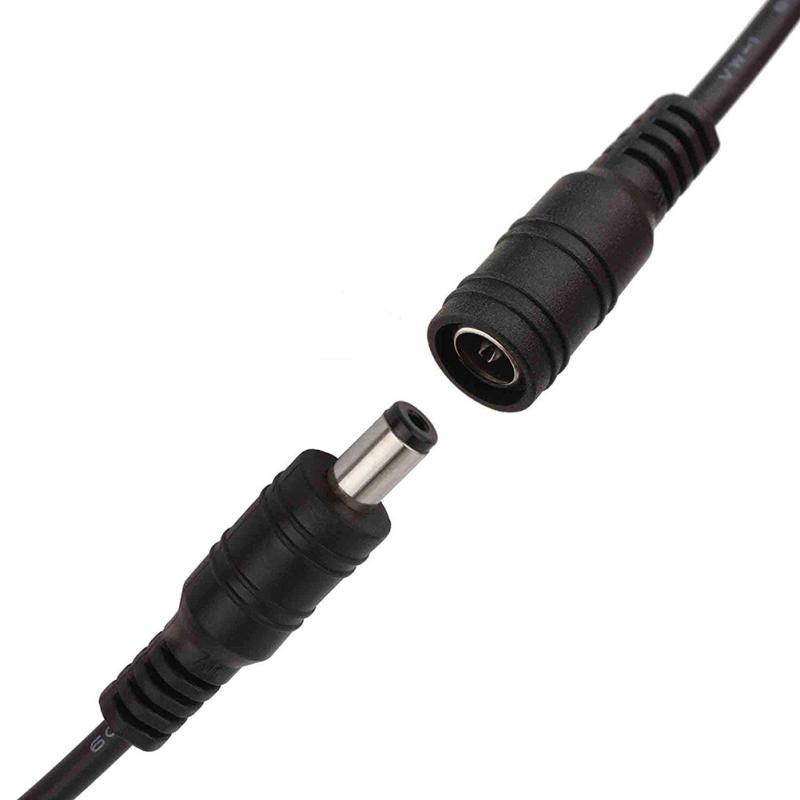 DC Monitoring Power Supply Cable: 15cm Black Male-to-Female Plug for Monochrome LED Light Strips (DC 5.5*2.1)