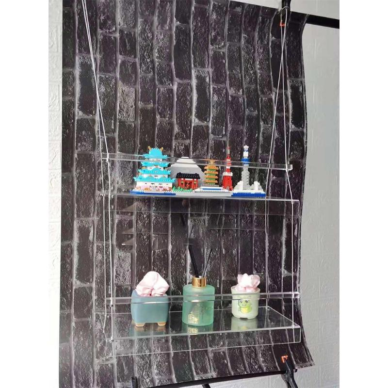 Transpaent Acrylic Window Plant Shelves 2/3 Layers Clear Hanging Floating Wall Shelf Flower Pot Rack Planter Stand Decor X3UC