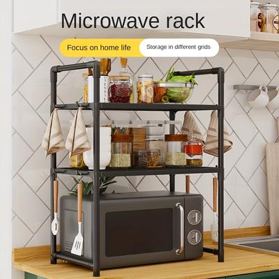 2-Tier Metal Kitchen Shelf, Countertop or Floor Storage for Spices, Utensils, Pots & Pans, Utensil Holder - Microwave & Double Oven Storage Organizer