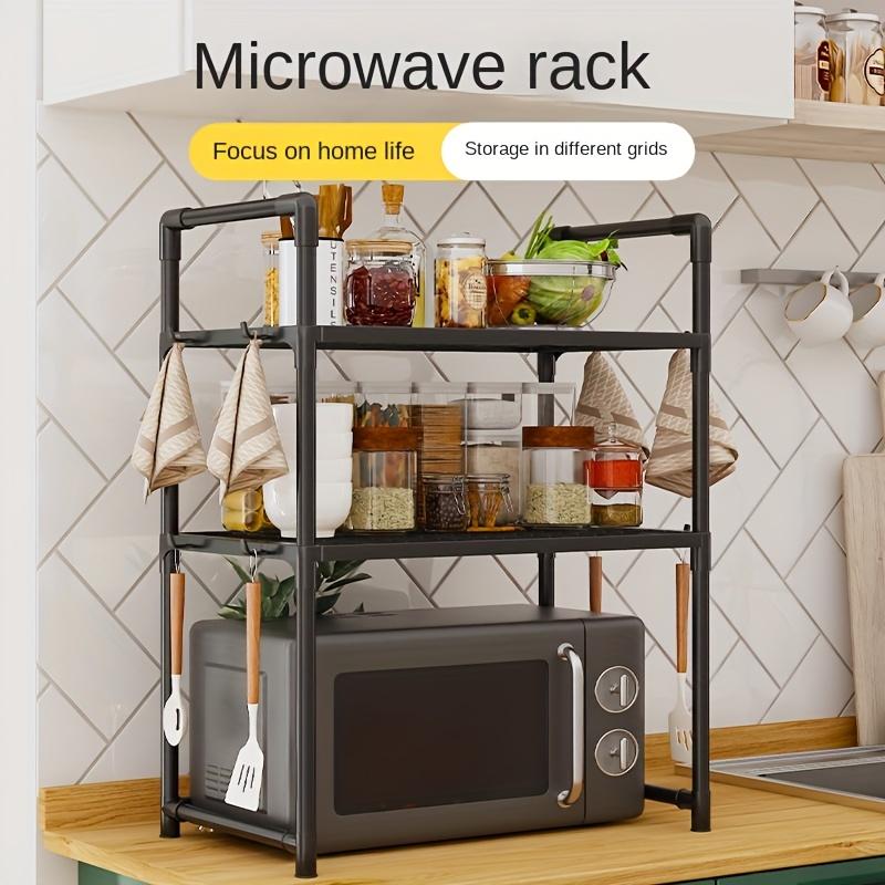 2-Tier Metal Kitchen Shelf, Countertop or Floor Storage for Spices, Utensils, Pots & Pans, Utensil Holder - Microwave & Double Oven Storage Organizer
