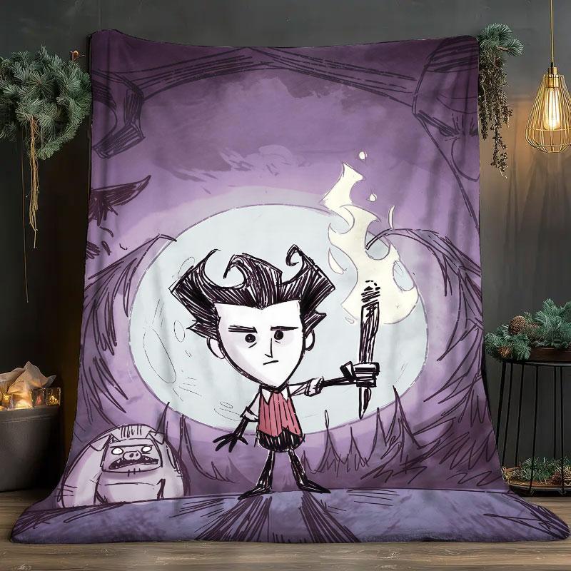 1Pc Don'tStarve Print Flannel Blanket, High Quality Comfortable for All Seasons, Home Decor, Warmth and Comfort, Perfect for Christmas Gifts