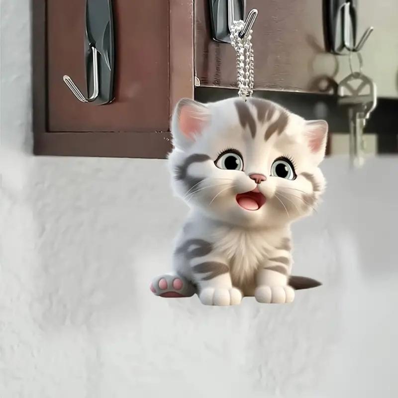 Strong PVC Cats Shape Vehicle Hanging Ornament With Clear Print Present Excellent for Holiday Decorations & Car Interior